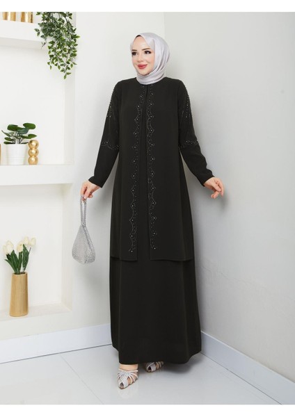 Yelpaze Taşlı Büyük Beden Anne Elbisesi indirimleri