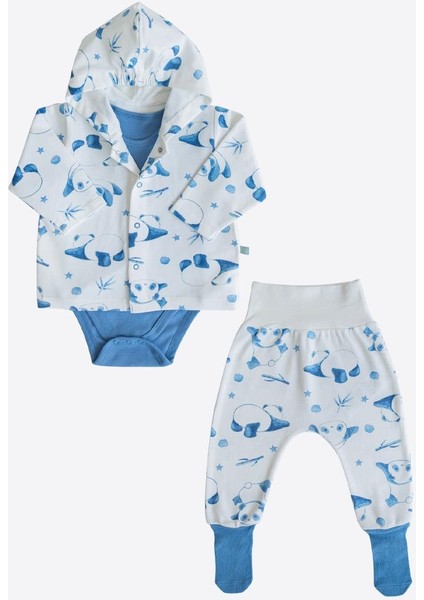 Organik Panda 3'lü Set Mavi