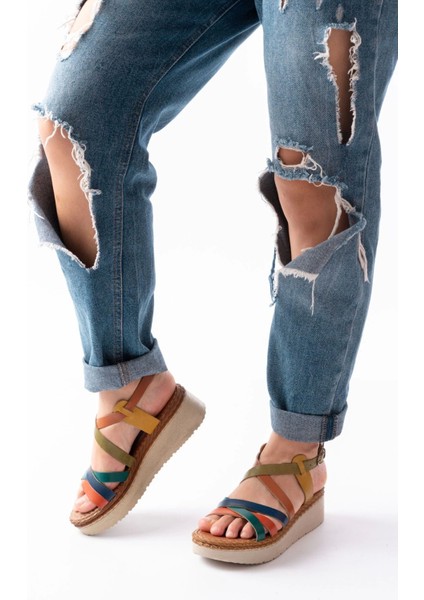 730-153 Multi Ortopedik Hakiki Deri Dolgu Kadın Sandalet fiyatları