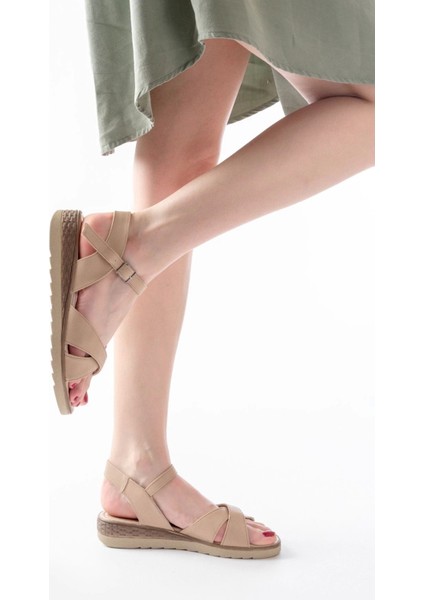 692-564 Nut Ortopedik Taban Çapraz Tokalı Kadın Sandalet