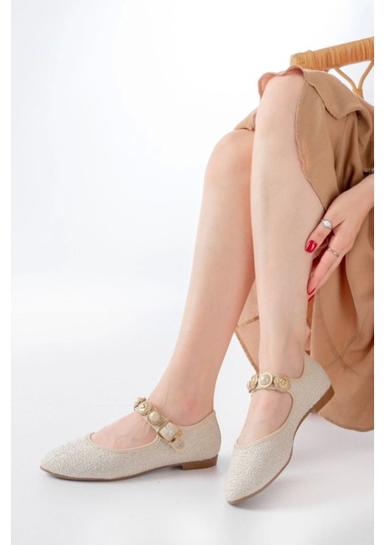 İNF-6363 Bej Havlu Desenli Baret Tokalı Günlük Bayan Ayakkabı fiyatları