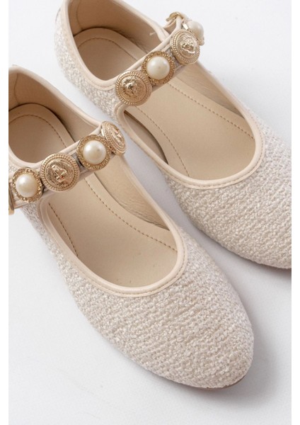 İNF-6363 Bej Havlu Desenli Baret Tokalı Günlük Bayan Ayakkabı fırsatları