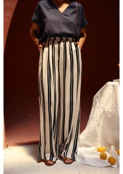 Beli Lastikli Çizgili Pantolon fiyatları