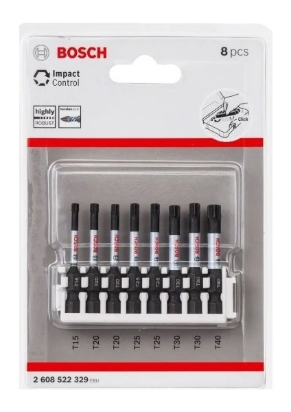Impact T15-T40 50 mm 8'li Torx Bits Uç Seti 2608522329 fiyatları