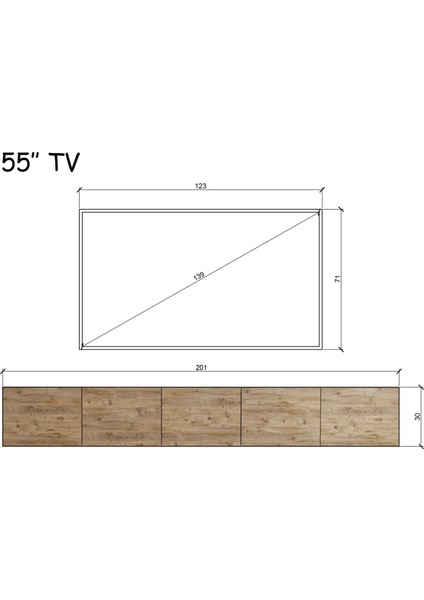 Subahome 200 cm Mdf 5 Kapaklı Dolaplı Minimalist Ahşap Duvara Monte Tv Ünitesi – Şık ve Fonksiyonel Tasarım indirimleri