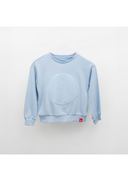 Unisex, 100% Koton, Çocuk, Oversize, Janti Fox Patchleriyle Tasarlanabilir Mavi Sweatshirt fiyatları