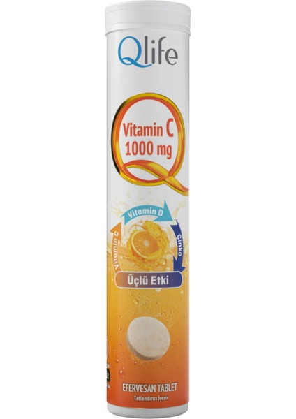 Plus C Vitamini, D3 Vitamini ve Çinko Içeren Efervesan Tablet Takviye Edici Gıda
