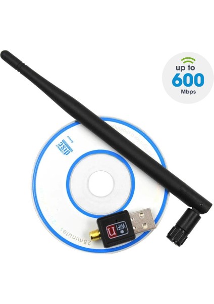 600 Mbps Wifi USB Adaptörü 2.4g Wi-Fi Dongle 5dbi Kazanç Anten 802.11B/G/N Usb2.0 Yüksek Hızlı Kablosuz Kart Alıcısı Pc/dizüstü Bilgisayar Için