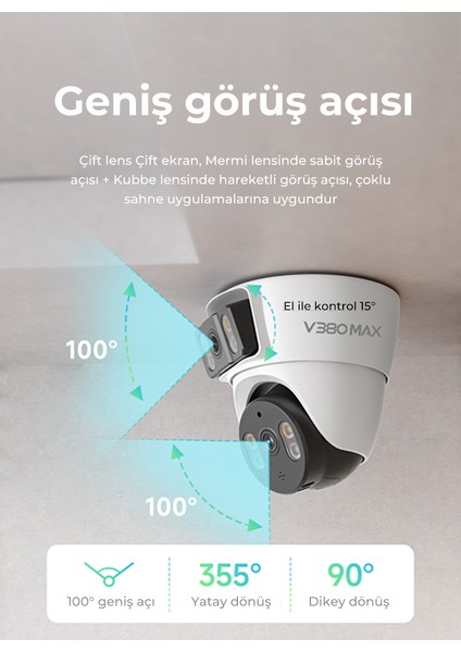 Wıfı Dual Lens 6mp Gece Görüş Sesli Akıllı Kamera Türkçe Uygulama ve Uzaktan Izleme modelleri