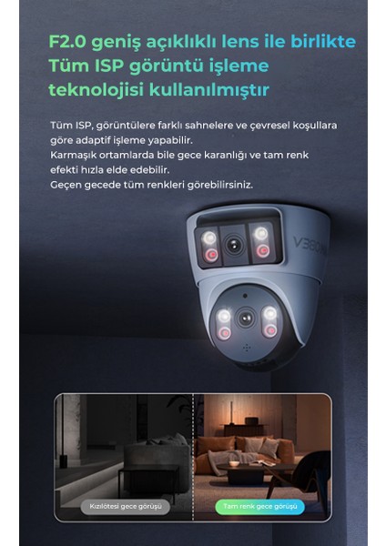 Wıfı Dual Lens 6mp Gece Görüş Sesli Akıllı Kamera Türkçe Uygulama ve Uzaktan Izleme fırsatları