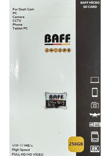Baff 256GB Hafıza Kartı Video Kayıt Destekli Uhs-I U3 A2 V30 modelleri