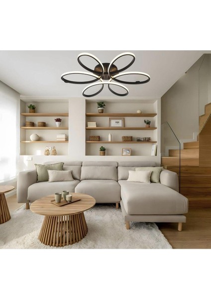Luxor Oturma Odası Salon Yatak Odası için Siyah Kasa 60 cm Kumandalı 3 Renk Kumandalı LED Avize modelleri