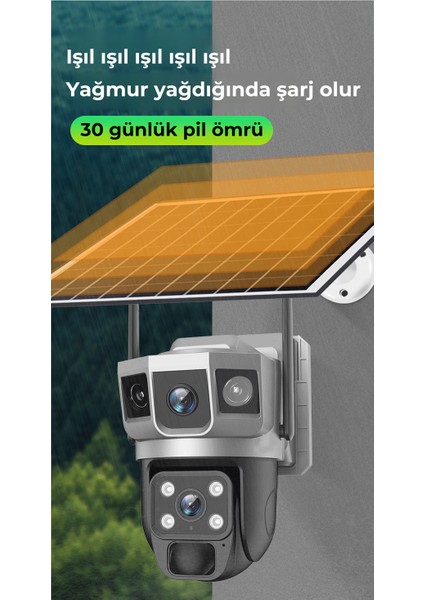 Sim Kartlı 4g 2 Kameralı Solar Panelli Güneş Enerjili Sirenli 4mp Dual Light Çift Kameralı V380 Pro App Kamera fırsatları