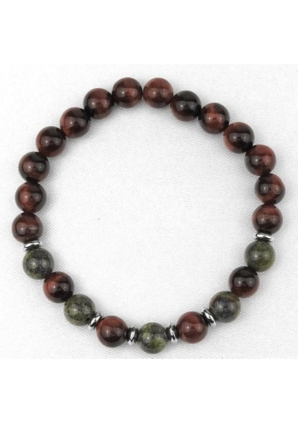 Kızıl Kaplan Gözü ve Yeşim Doğal Taş Bileklik modelleri