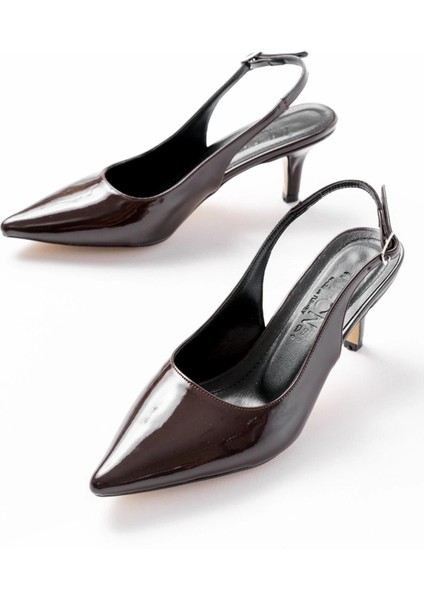 ST-1152 Kahve Rugan Günlük 7 cm Topuklu Kadın Ayakkabı modelleri