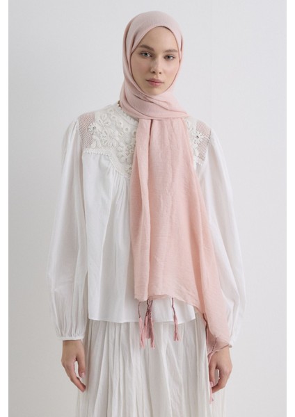 Drew Toz Pembe Bohem Uzun Saçaklı Pamuklu Şal modelleri