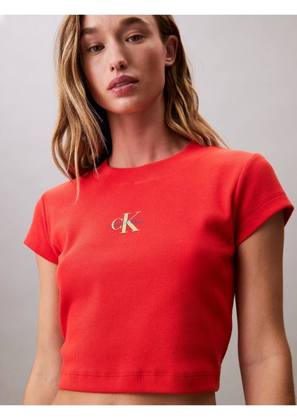 Rib Kadın Kırmızı T-Shirt LV047AB802-TNC fırsatları