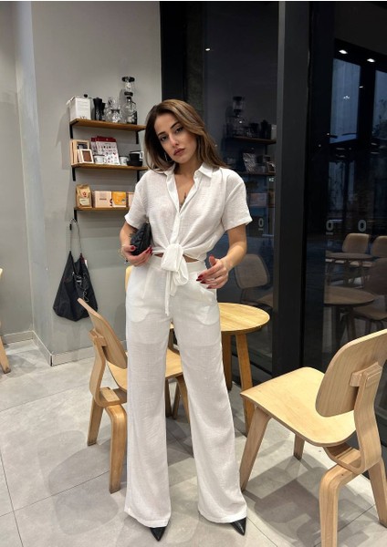 Önden Bağlamalı Keten Takım