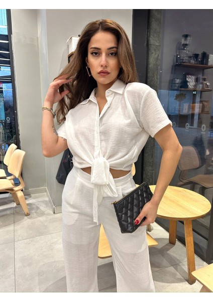 Önden Bağlamalı Keten Takım
