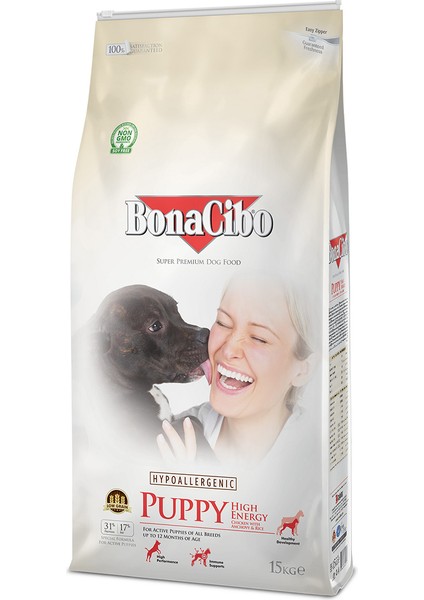 Puppy Dog Yüksek Enerjili Yavru Köpek Maması, 15 Kg, Tüm Irklar Için, Doğal, Şeker Içermez