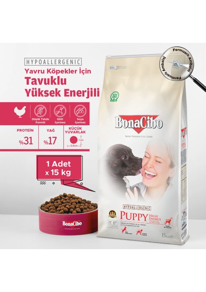 Puppy Dog Yüksek Enerjili Yavru Köpek Maması, 15 Kg, Tüm Irklar Için, Doğal, Şeker Içermez fiyatları