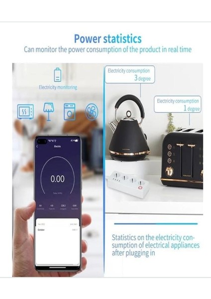 Alexa ve Google Asistan Ile Uyumlu Çoklu Priz, Wifi Bağlantılı Akıllı Priz. 4 Soket, 3 Usb, 1 Usb-C, Akıllı Priz modelleri
