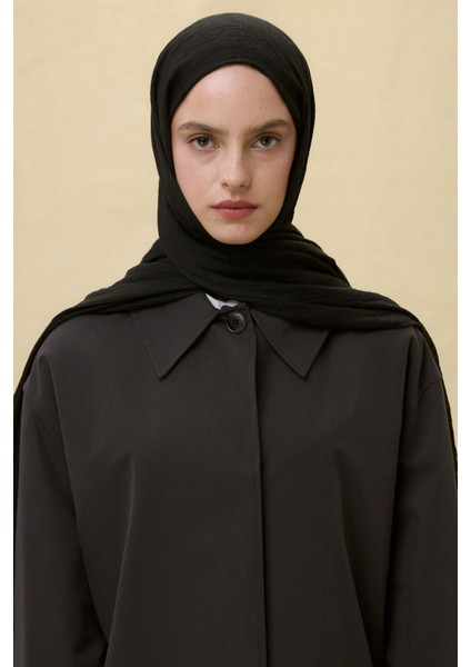 Drew Siyah Bohem Uzun Saçaklı Pamuklu Şal