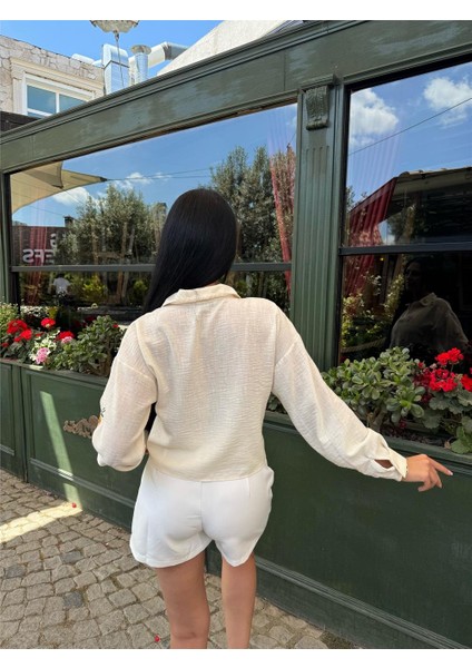 A.sarı Çiçek Nakışlı Kısa Pamuklu Gömlek fiyatları