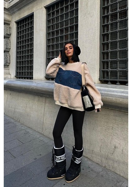 Kadın Taş Polyester Bisiklet Yaka Uzun Kollu Sweatshirt fiyatları