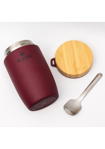 Bambu Kapak Yemek Termosu 500ML Çelik Termos Bordo 12 Saat Sıcak Tutar fiyatları