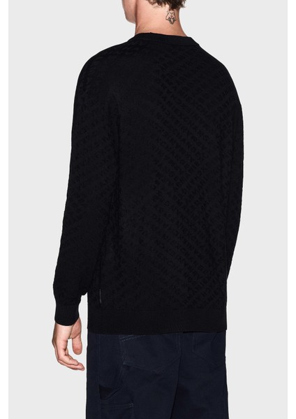 Jakarlı Logo Baskılı Regular Fit Bisiklet Yaka Kazak Erkek Kazak XM001316 AF10454 UC001 modelleri