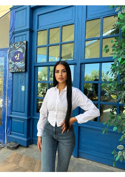 Beyaz Pamuk Polyester Parçalı Gömlek fırsatları