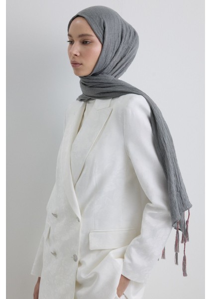 Drew Gri Bohem Uzun Saçaklı Pamuklu Şal fiyatları