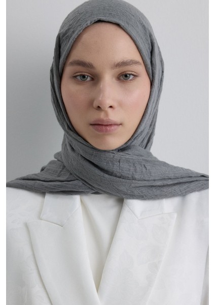 Drew Gri Bohem Uzun Saçaklı Pamuklu Şal