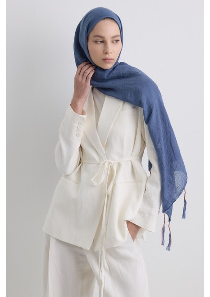 Drew Indigo Bohem Uzun Saçaklı Pamuklu Şal