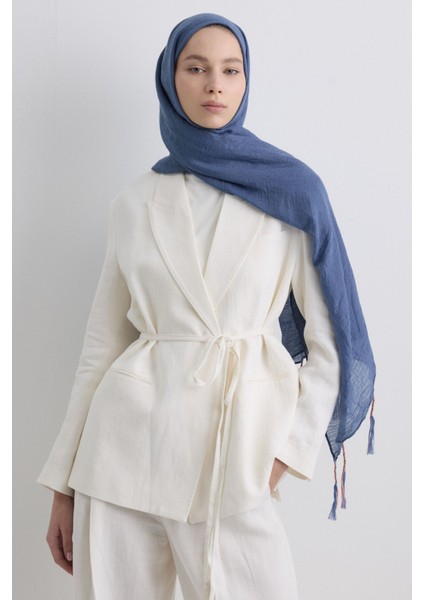 Drew Indigo Bohem Uzun Saçaklı Pamuklu Şal