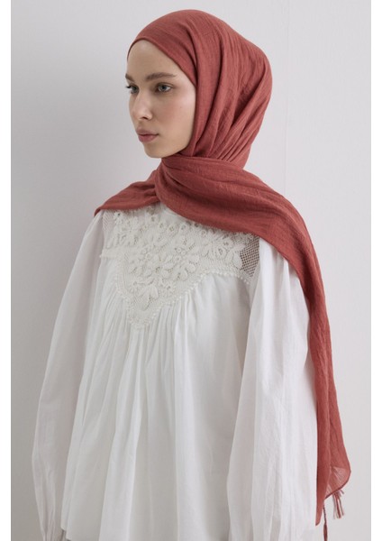 Drew Kiremit Bohem Uzun Saçaklı Pamuklu Şal