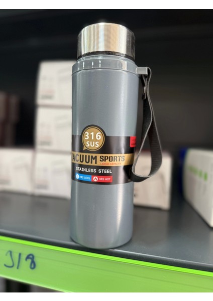 Paslanmaz Çelik Termos Su Şişesi 600ML Vakumlu Kapak Gri Ithal Ürün modelleri