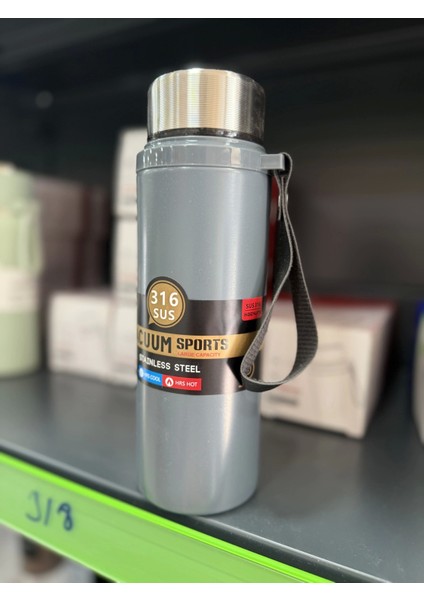 Paslanmaz Çelik Termos Su Şişesi 600ML Vakumlu Kapak Gri Ithal Ürün fırsatları