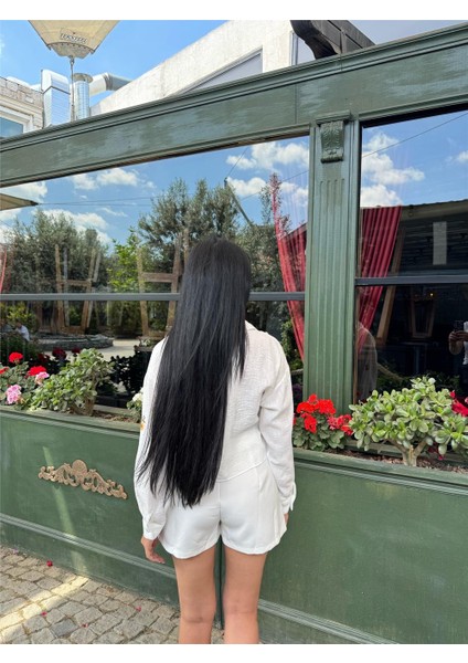 Beyaz Çiçek Nakışlı Kısa Kol Gömlek fiyatları