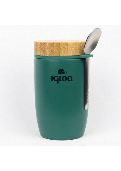Bambu Kapak Yemek Termosu 500ML Çelik Termos Yeşil 12 Saat Sıcak Tutar