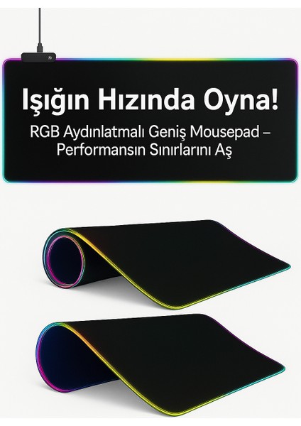 Rgb Gamıng Yumuşak Dokulu Işıklı Mousepad 30*80 cm