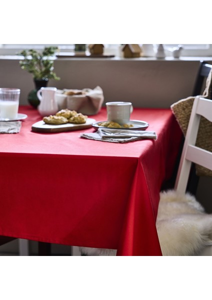 Vınterfınt Masa Örtüsü 145 x 240 cm Kırmızı Pamuklu Yıkama Sonrası Renk Değiştirmez modelleri