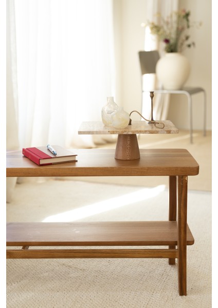 Traverten 30X20 cm Konik Ahşap Ayaklı Sunumluk