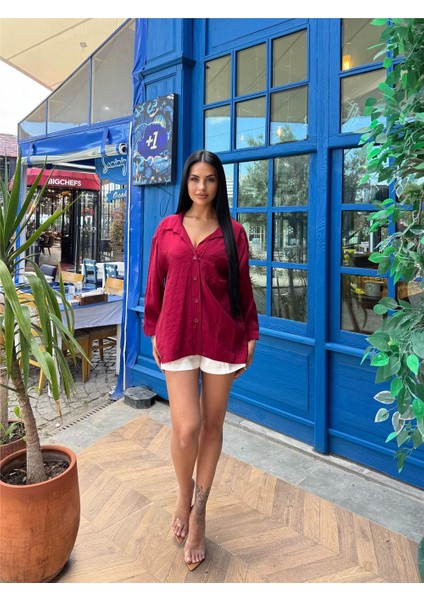 Bordo Viskon Cepli Gömlek modelleri