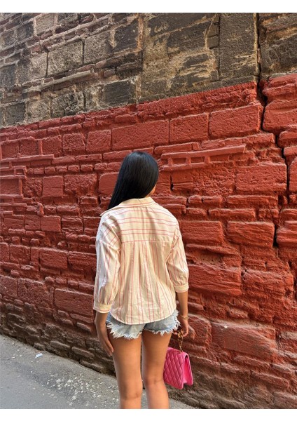 Pembe Çizgili Cepli Gömlek fiyatları