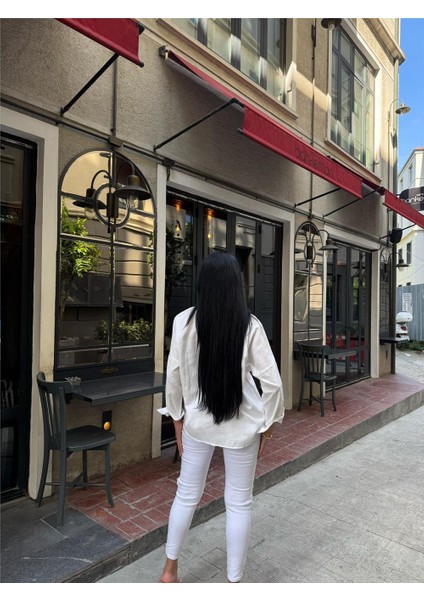 Beyaz Oversize Akrilik Pamuk Cepli Gömlek modelleri