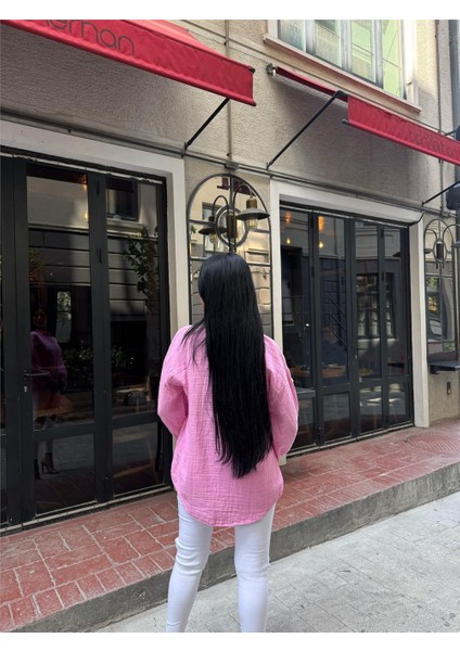 Pembe Müslin Nakışlı Viskon Gömlek modelleri