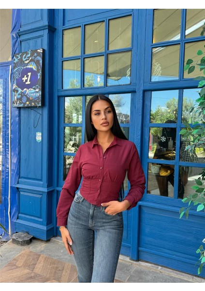 Bordo Pamuk Polyester Parçalı Gömlek fırsatları