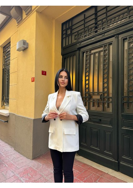 Beyaz Polyester Keten Düğmeli Ceket fiyatları